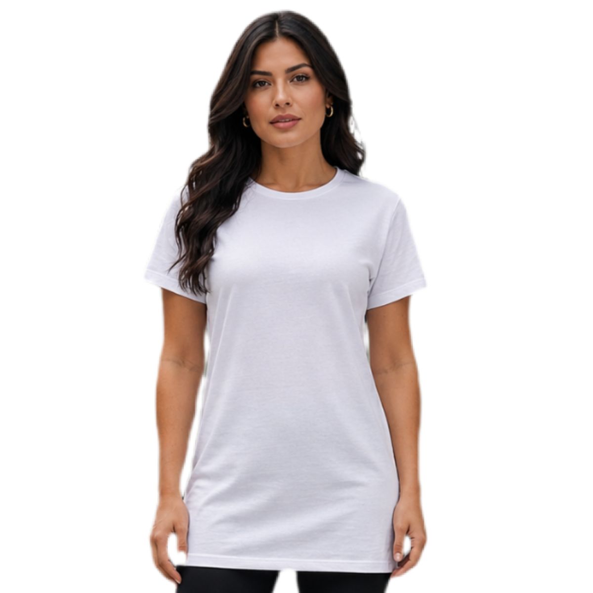 Blusa Feminina Estilosa Bata Branca Lisa Soltinha Gola Redonda Manga Curta