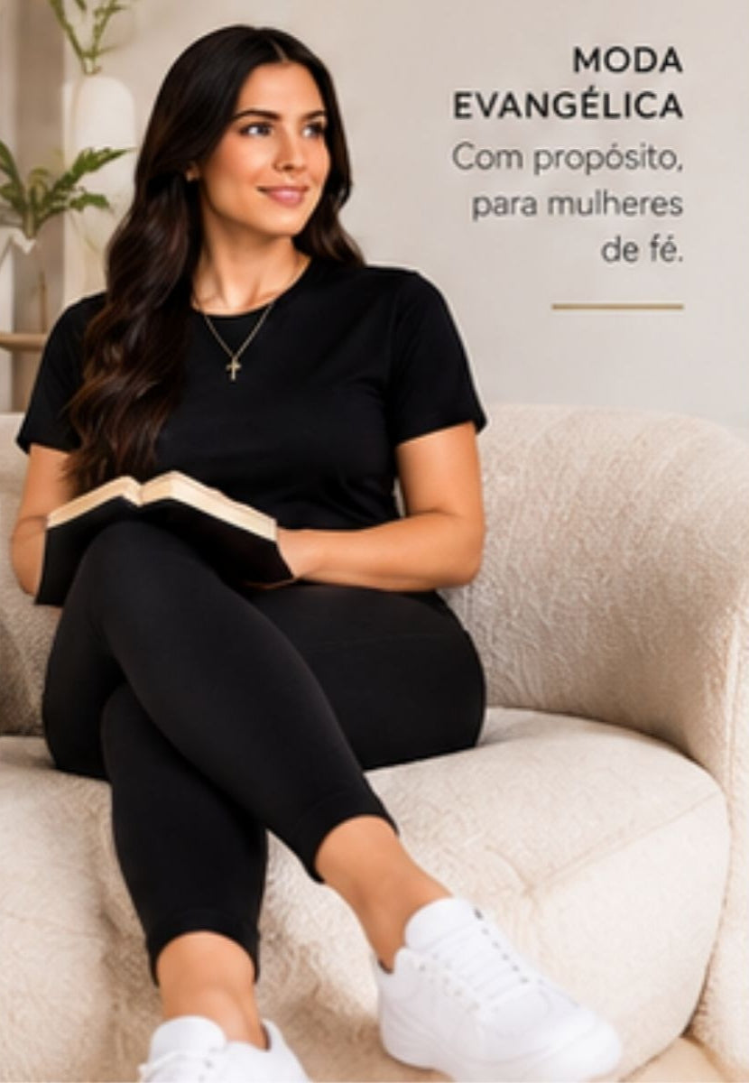 Calça Legging Preta em Poliamida — Conforto Elasticidade e Estilo