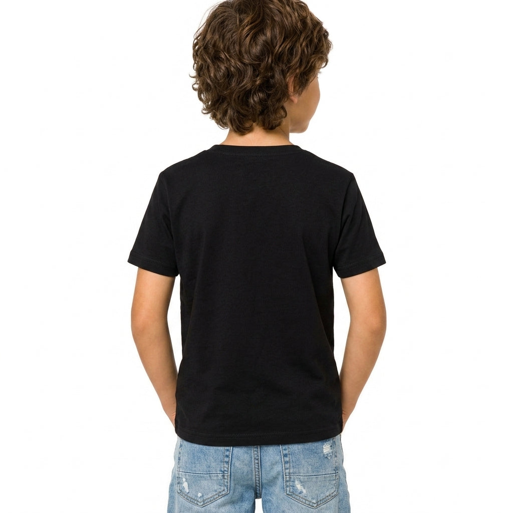 Camiseta basica Infantil Preta Lisa Versátil Confortável Premium