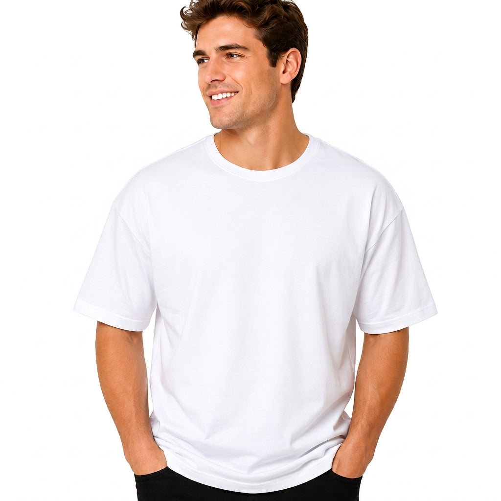Camiseta Masculina Oversized Branca Lisa Streetwear Premium