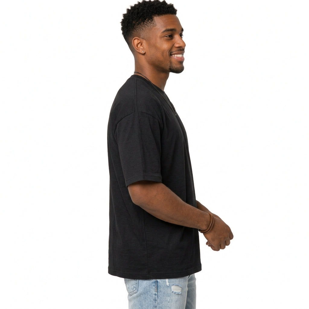 Camiseta Oversized Masculina Preta Lisa Streetwear Premium