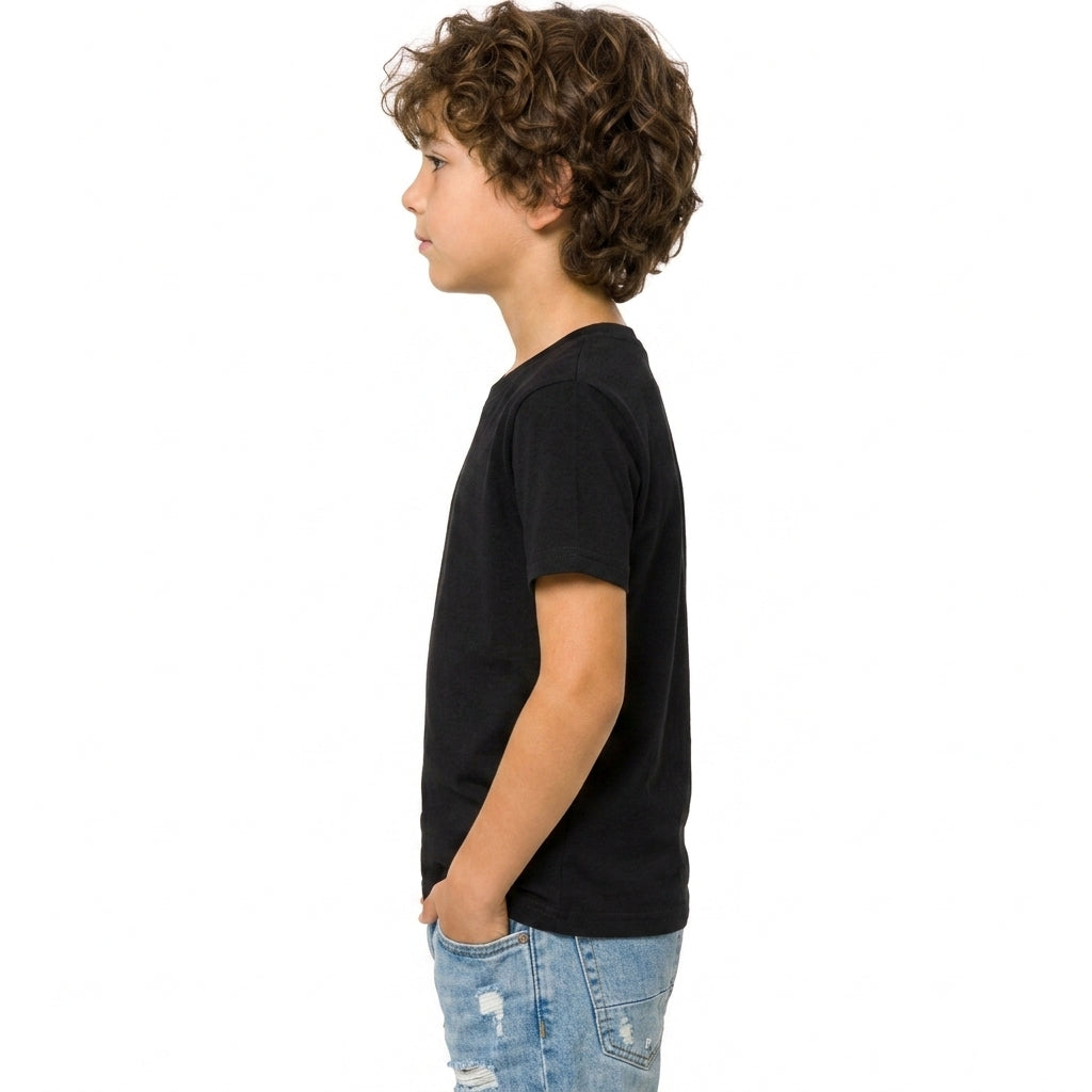 Camiseta basica Infantil Preta Lisa Versátil Confortável Premium