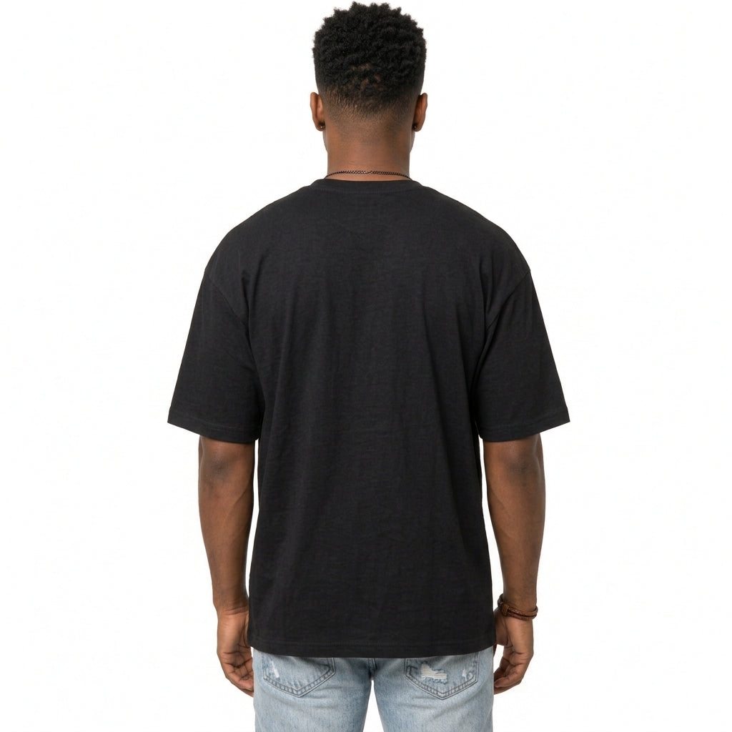 Camiseta Oversized Masculina Preta Lisa Streetwear Premium