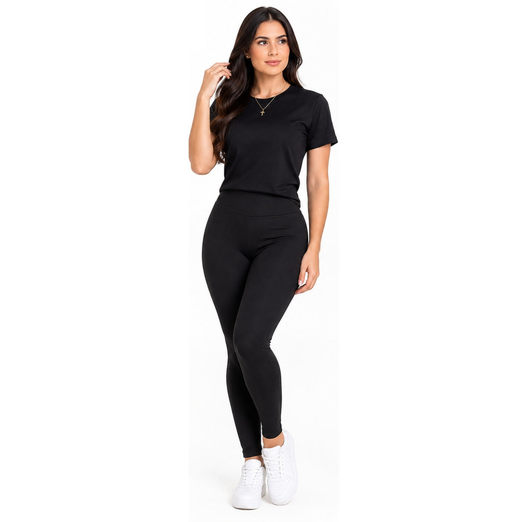 Calça Legging Preta em Poliamida — Conforto Elasticidade e Estilo