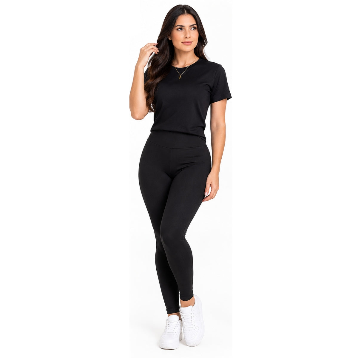 Calça Legging Preta em Poliamida — Conforto Elasticidade e Estilo