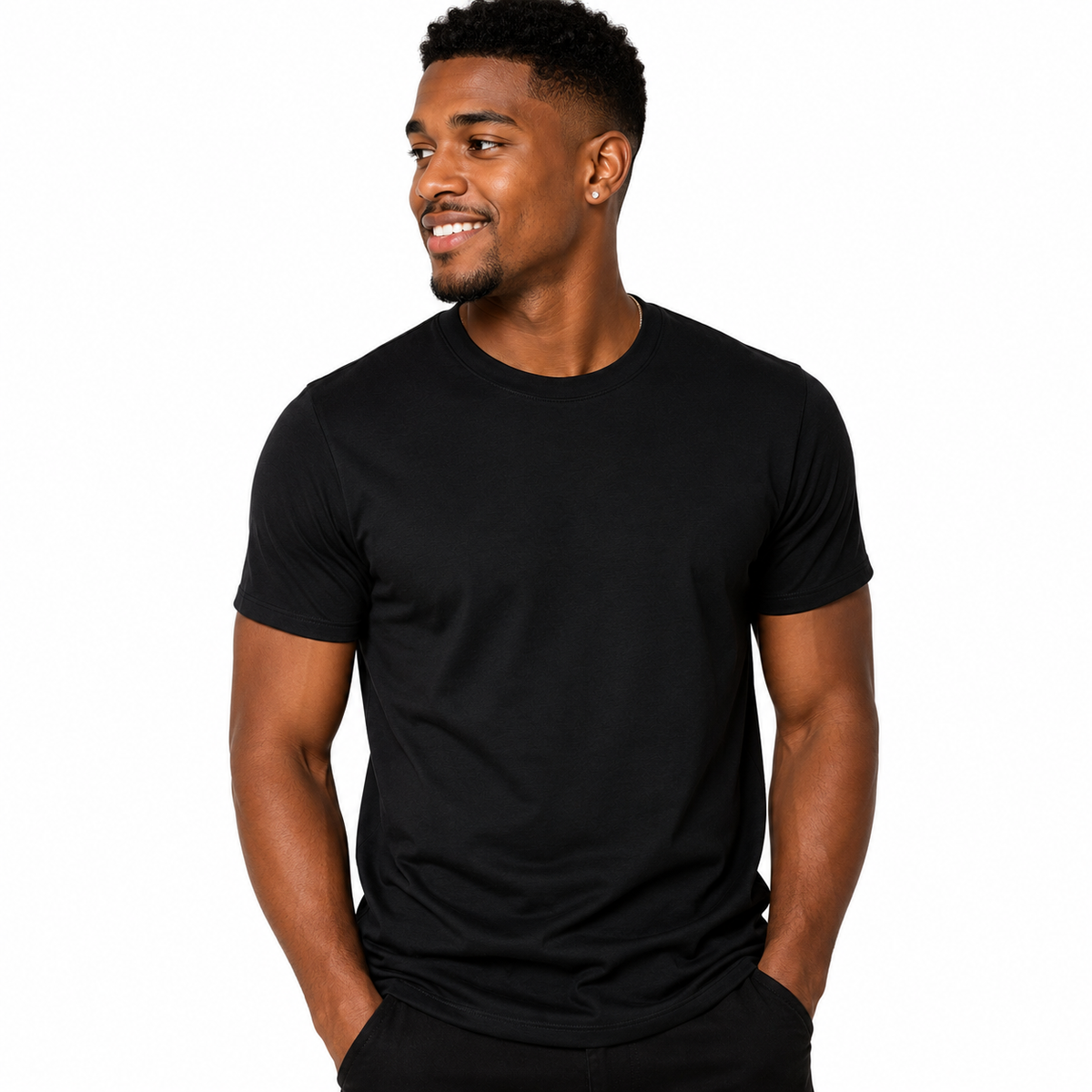 Camiseta Masculina Básica Preta Casual Versátil Estilosa Malha Premium