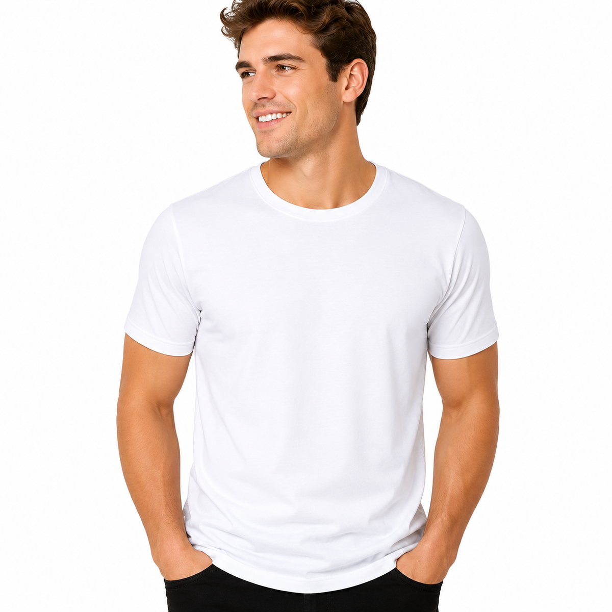 Camiseta Careca Básica Masculina Branca Lisa Confortável Casual Malha Premium