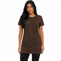 Blusa Feminina Elegante Bata Marrom Premium Lisa Soltinha Gola Careca Manga Curta